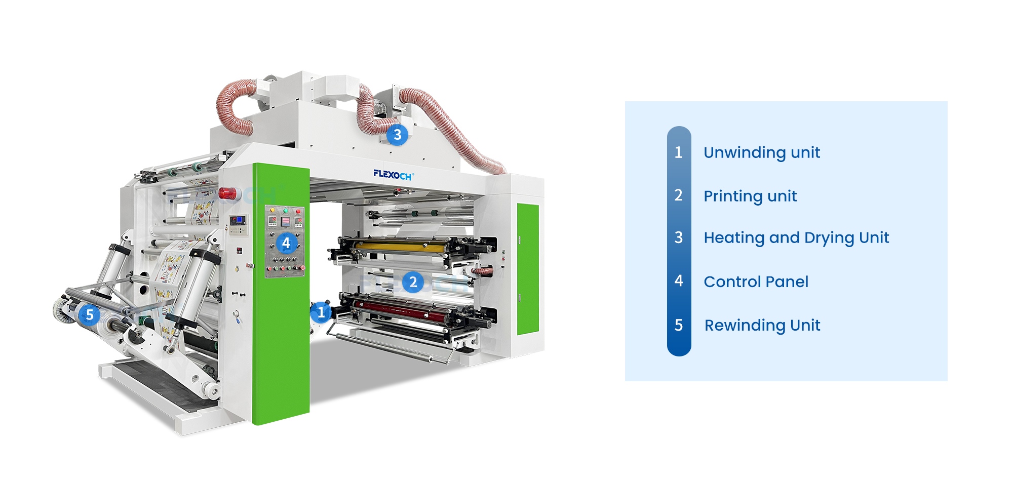 4 Color stack Type flexographic printing machine