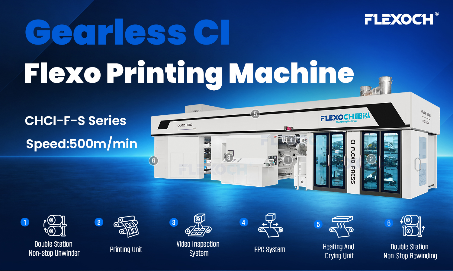 Gearless CI Flexo Printing Machine