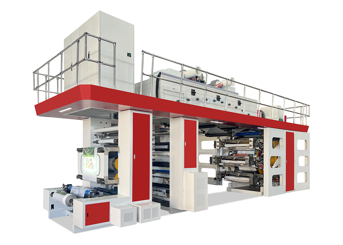 6 color central drum ci Flexo Printing Machine for PE/PP/ PET/PVC